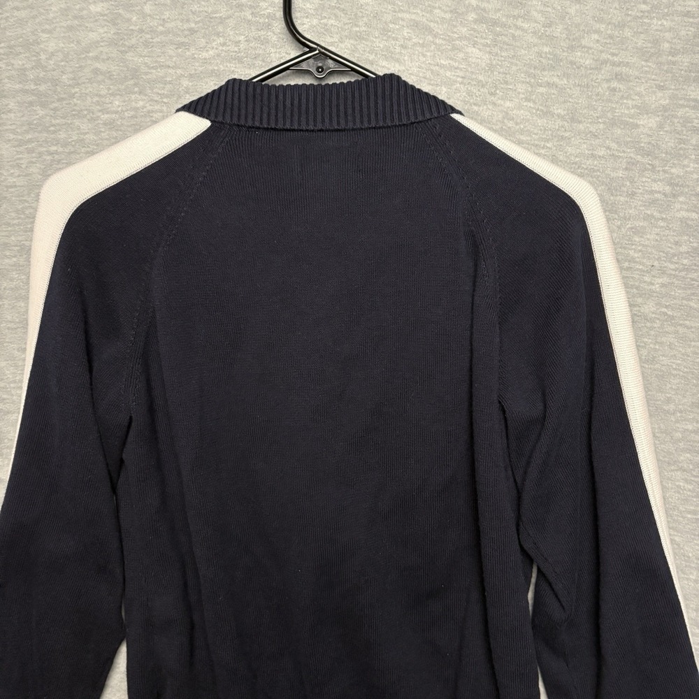 Vintage Nautica Jeans Navy Embroidered Spellout Knit Zip Up Track Men Medium - Picture 7 of 8